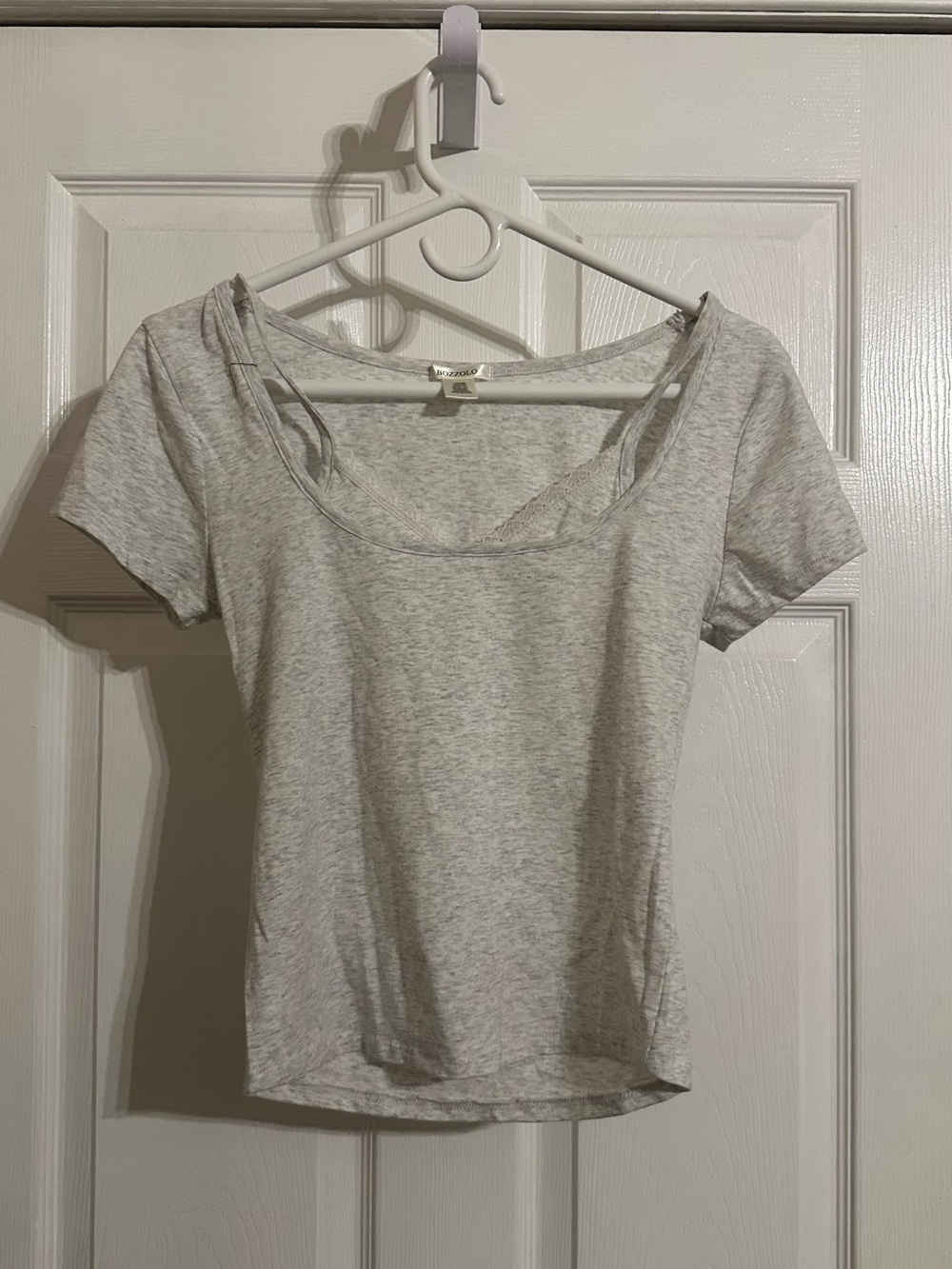 Bozzolo Light Gray Scoop Neck Short Sleeve Top